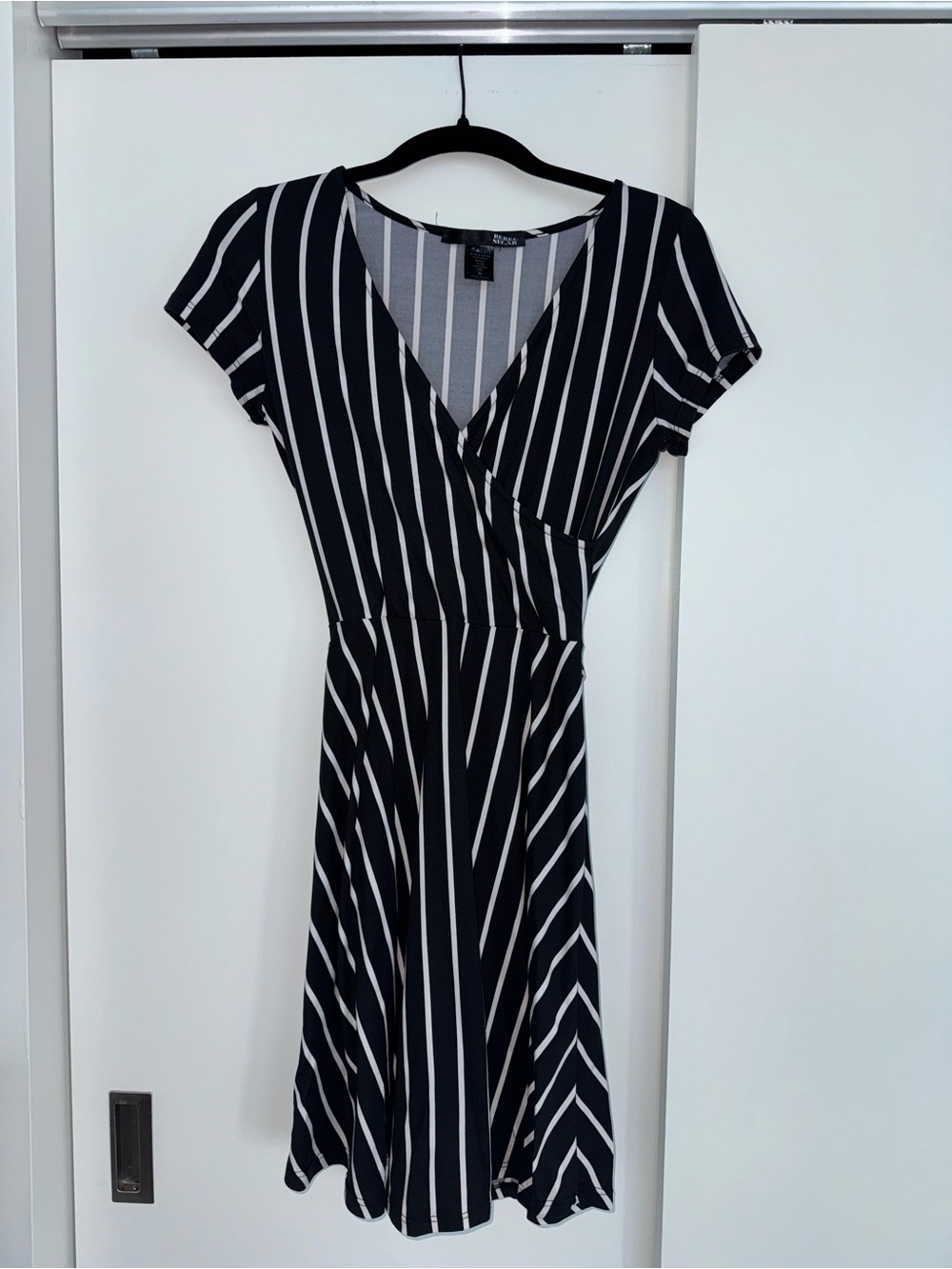 Rebel Sugar Black & White Vertical Stripe Midi Dress